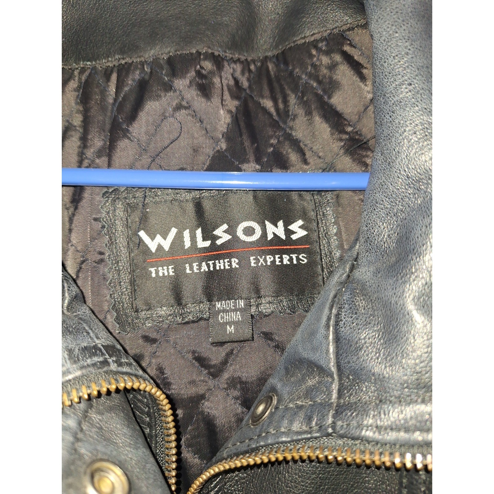 Wilsons The Leather Experts Black Leather Coat Mens Medium blemishes in picture