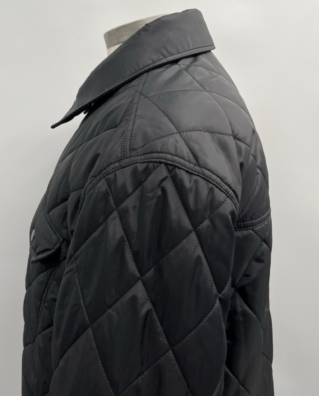 Cole Hann Men Zip & Snap Button Sherpa Lined Diamond Black Quilted Jacket Sz XL