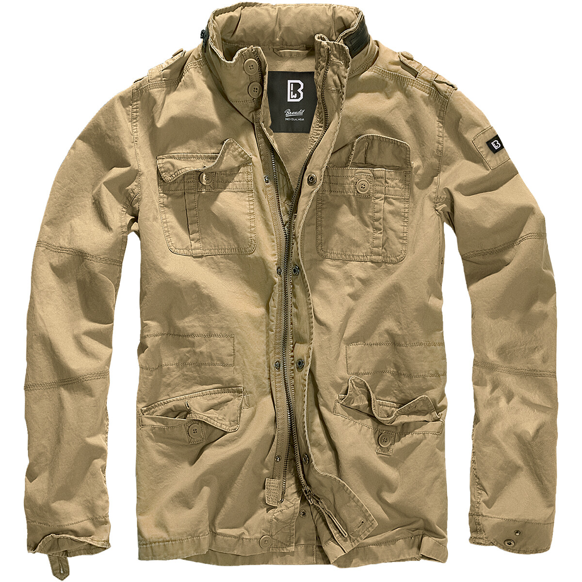 Brandit Britannia Military Cadet Field Jacket Mens Parka Warm Travel Cotton Coat