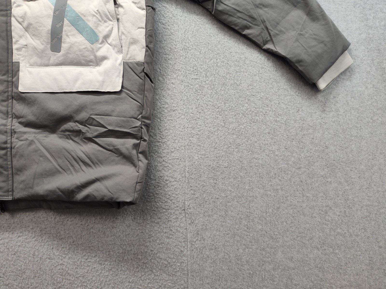 Yes Man Men Puffer Jacket L Gray Colorblock Hooded Winter Insulated Outerwear