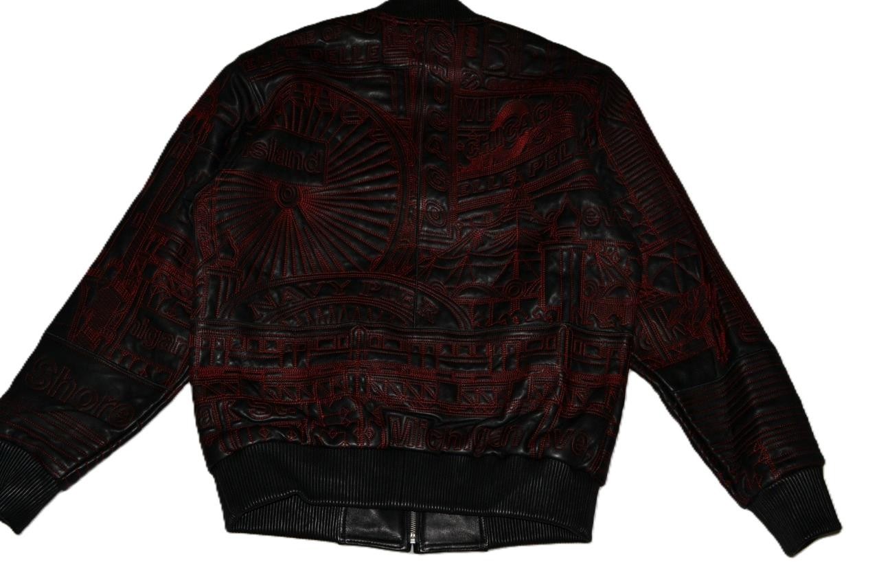 AUTHENTIC MEN’S PELLE PELLE CHICAGO QUILTED JACKET BLACK RED All Sizes