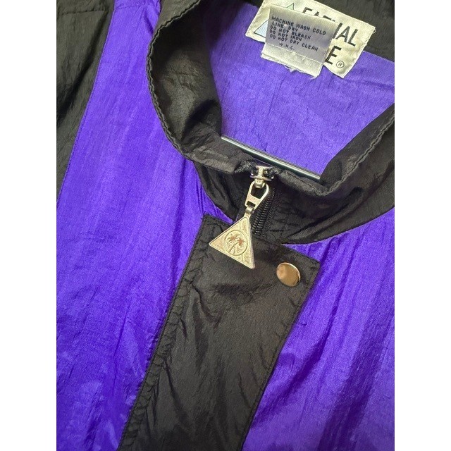 Vintage Casual Isle Windbreaker Jacket Mens XL Colorblock 90s Retro Black Purple