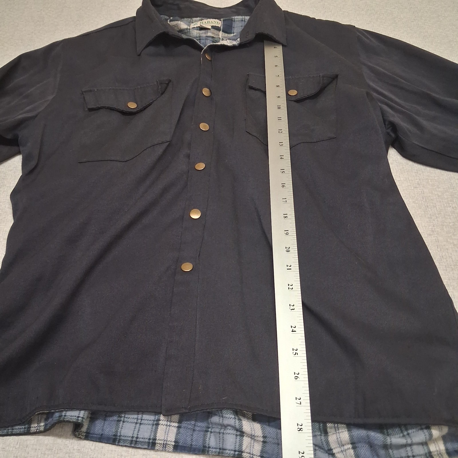 Vtg Men’s Haband Flannel Lined Shirt Jacket Shacket~Pockets Snaps ~ SZ LG Blue