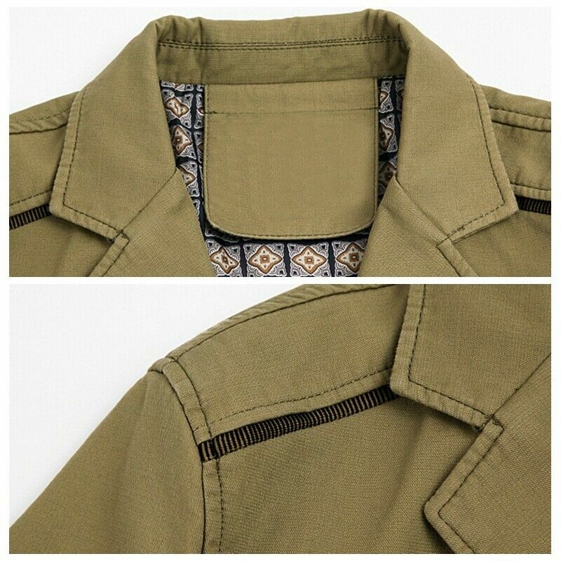 Mens Trench Jacket Windbreaker Outwear Parka Lapel Cotton Overcoat Business