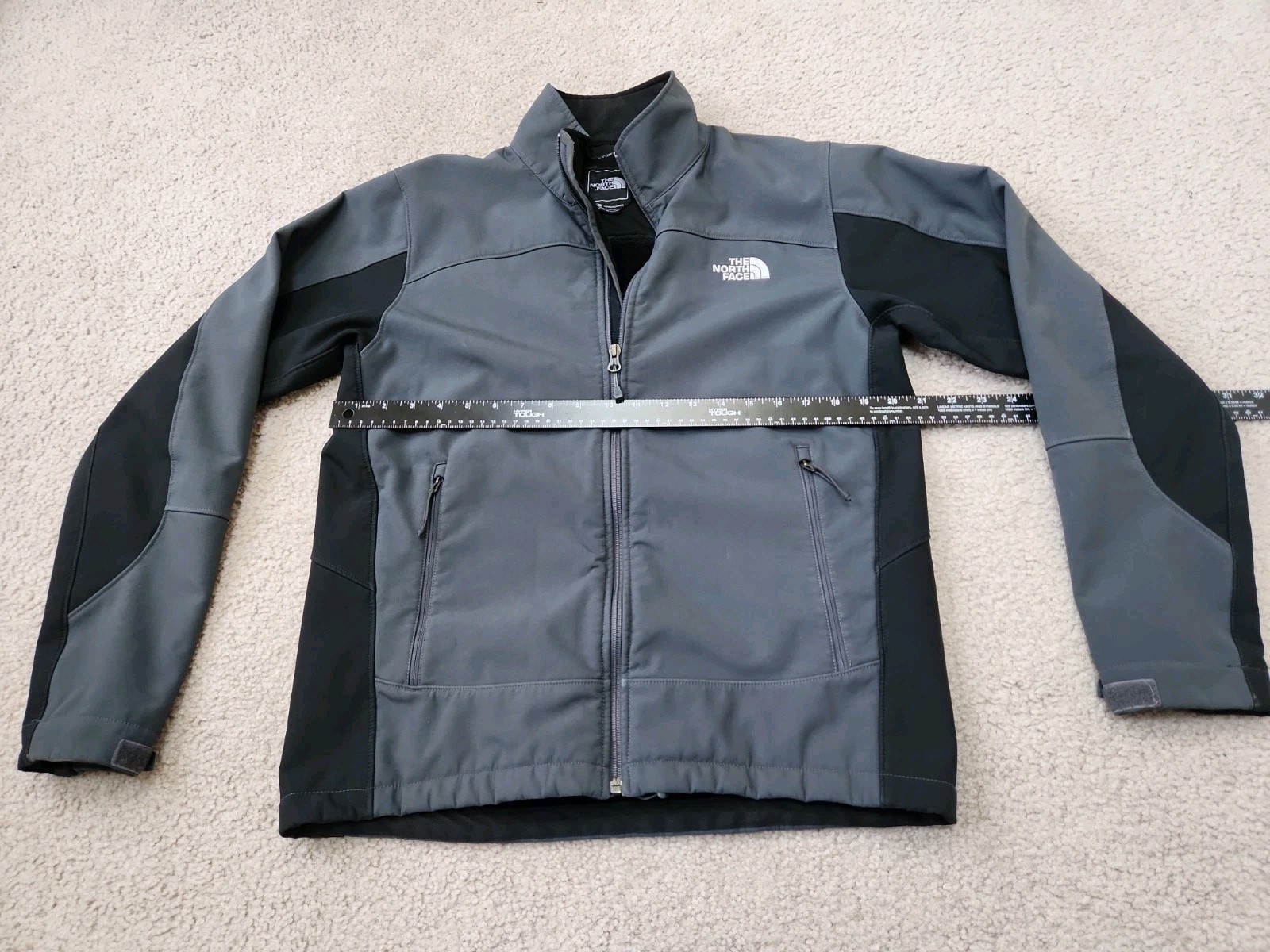 The North Face Mens M Soft-shell Jacket Gray Full Zip Fleece Lined Wind Block