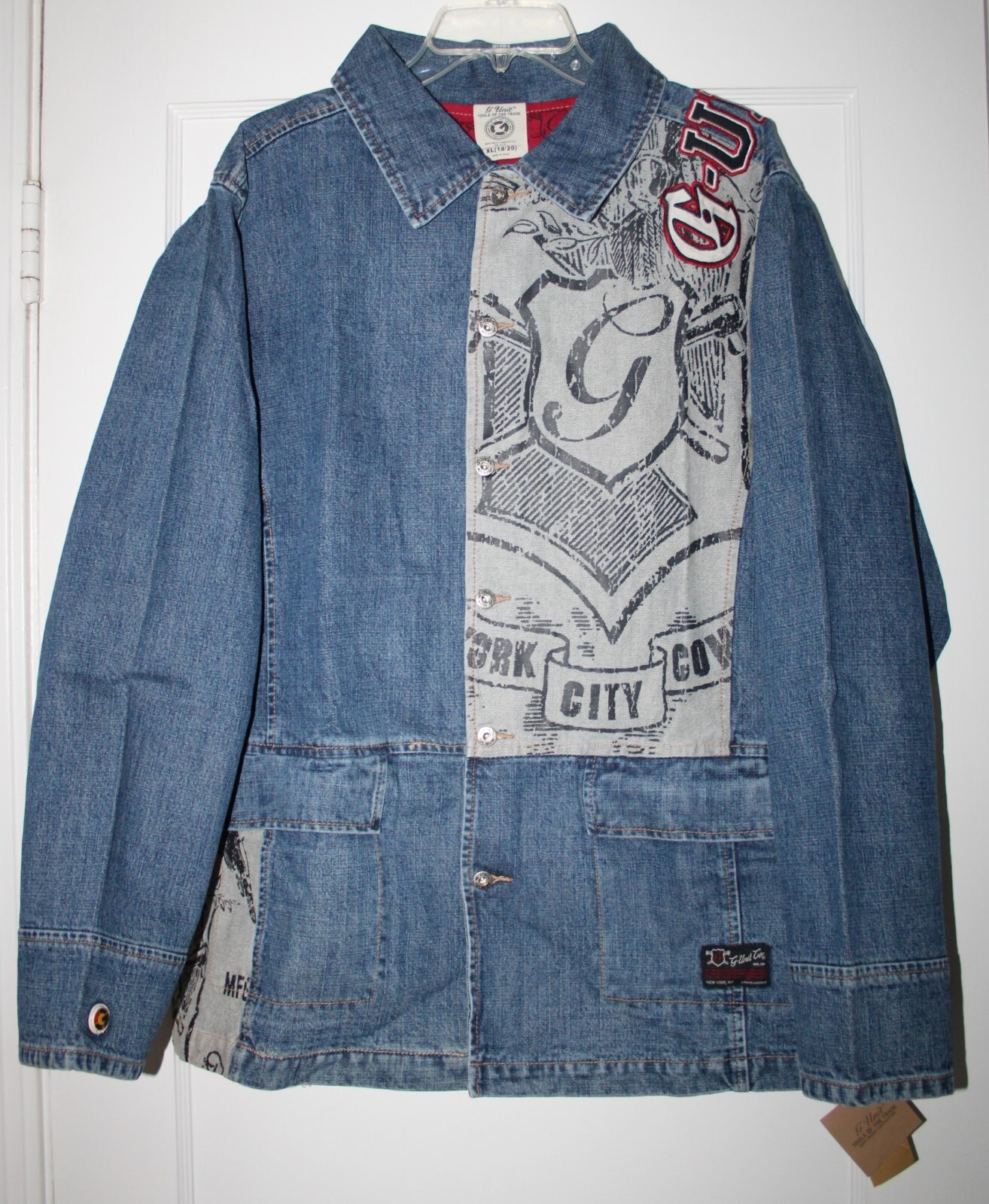 NEW G-Unit Men’s Denim Jacket Blue Jean Tools Of The Trade VTG Pit to Pit : 22″