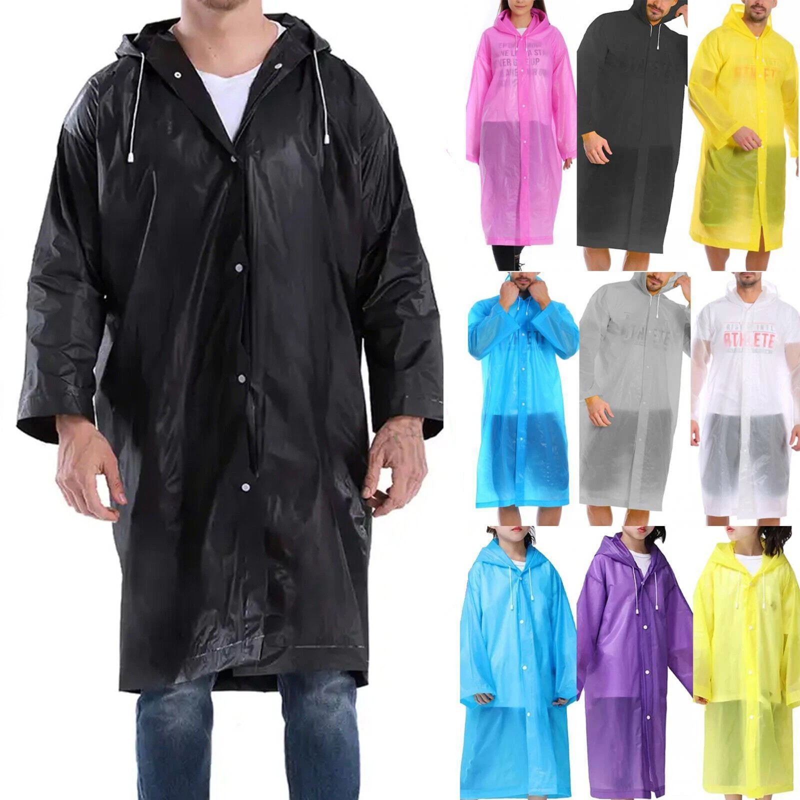 Raincoat Waterproof Poncho Reusable EVA Adult Camping Festival Rain Coat Jackets
