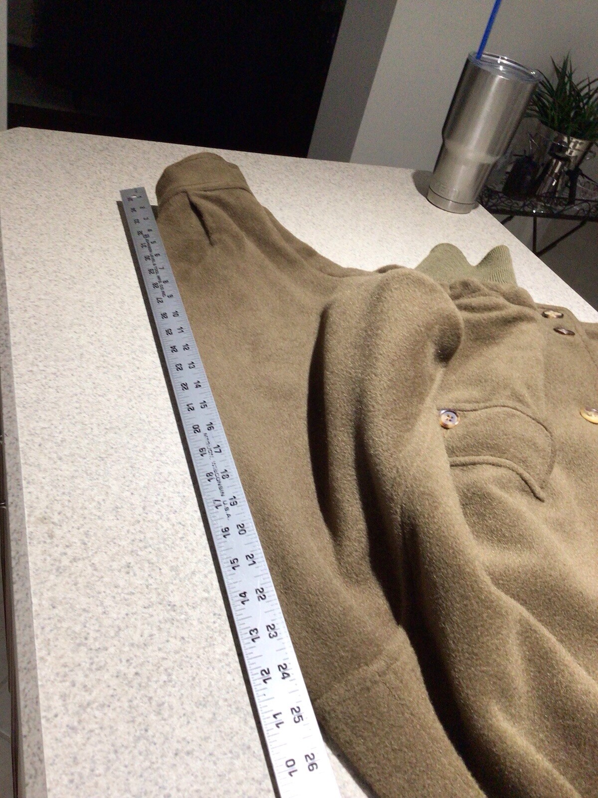 ALFRED DUNHILL VINTAGE 100% Wool Bomber Jacket SIZE 44 OLIVE GREEN BUTTON