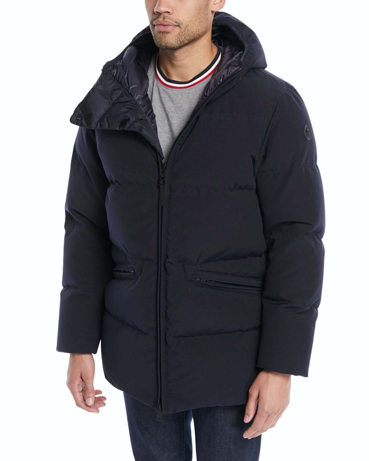MONCLER Montsouris navy blue quilted down long puffer parka coat Size 3 / Large