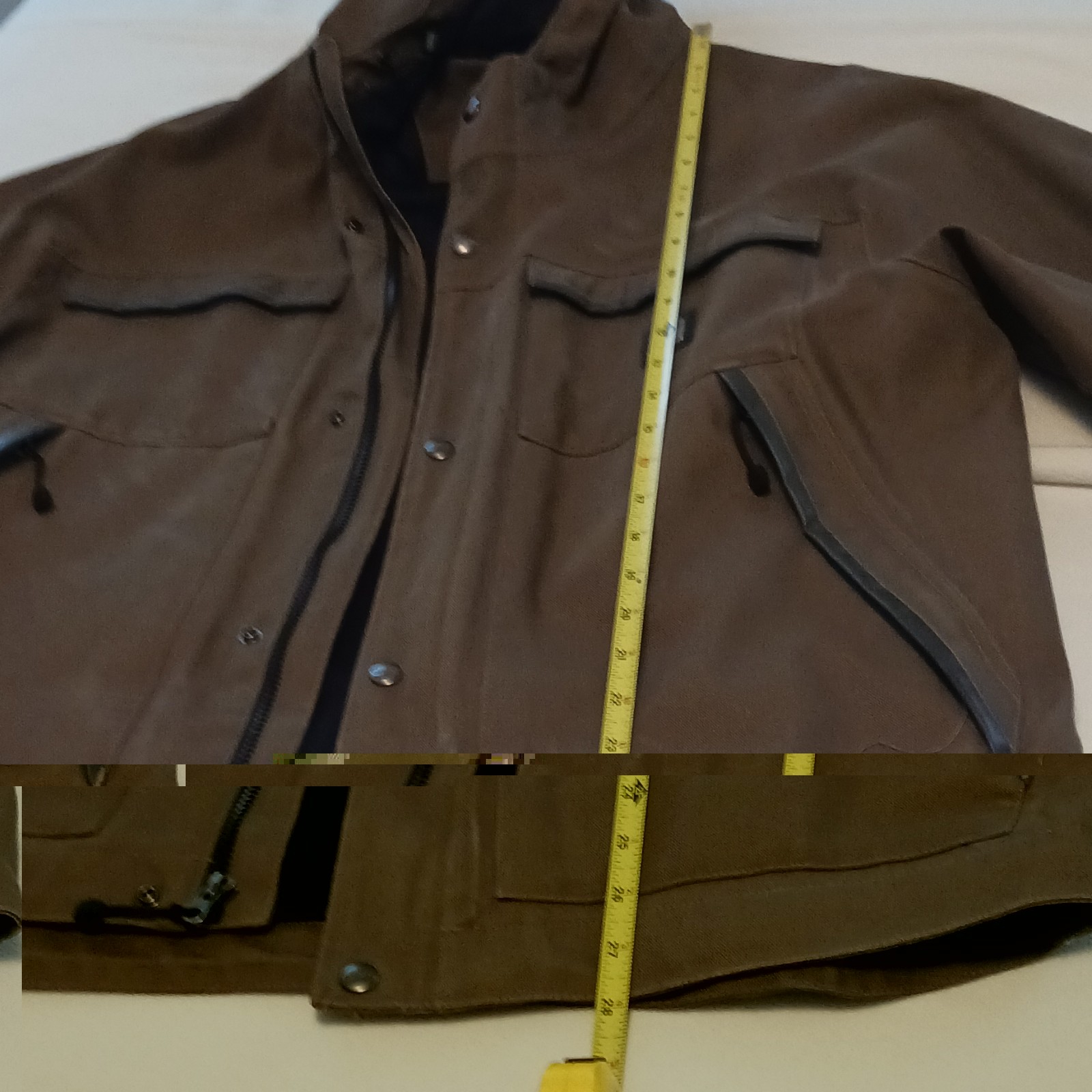 Carhartt Men’s Brown Work Jacket Full Zip Snap Front Logo Stand-Up L