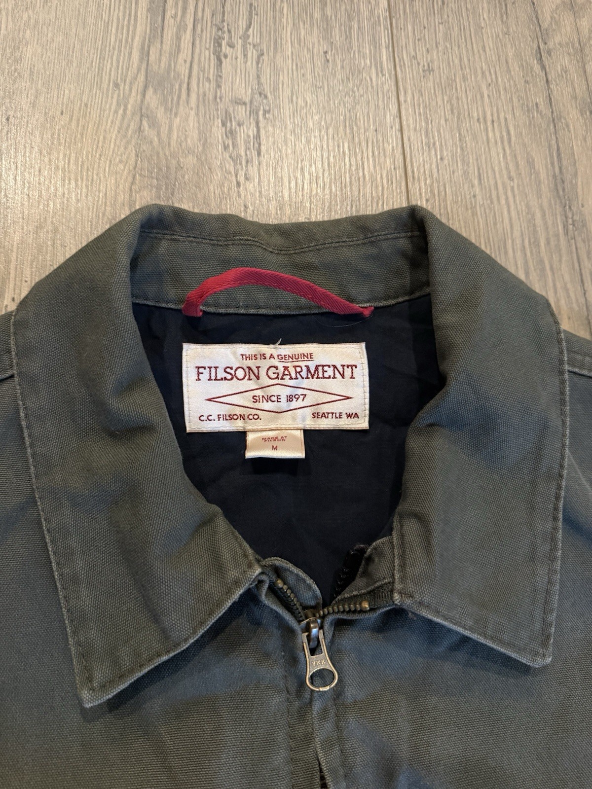 Filson Bell Bomber (10545) Mens Olive Green Cotton Canvas Jacket USA Medium