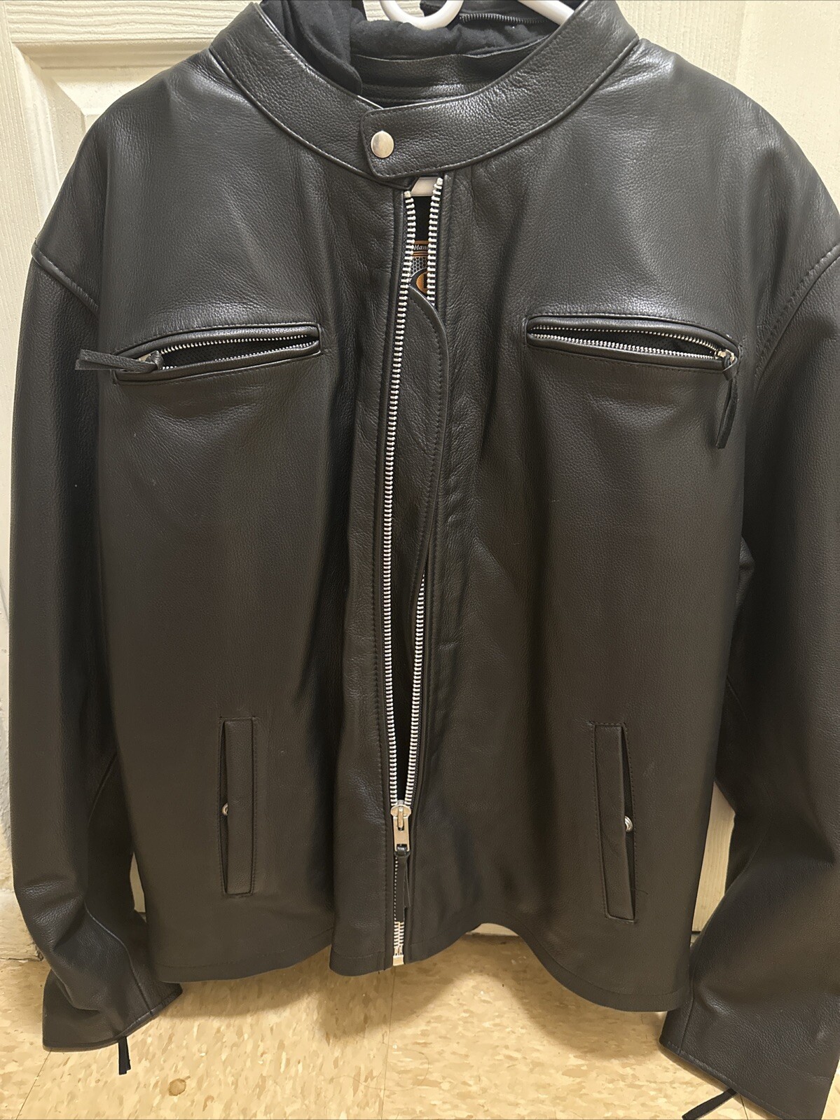 Men’s Leather Black Jacket 100% Real Soft Lambskin Leather Man Trucker Jacket