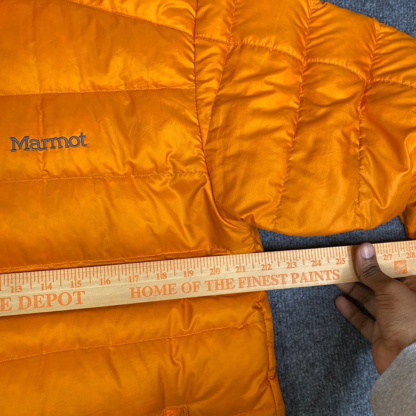 Marmot Zeus 800 Fill Down Puffer Jacket Mens Medium Orange Full Zip 72740 2012