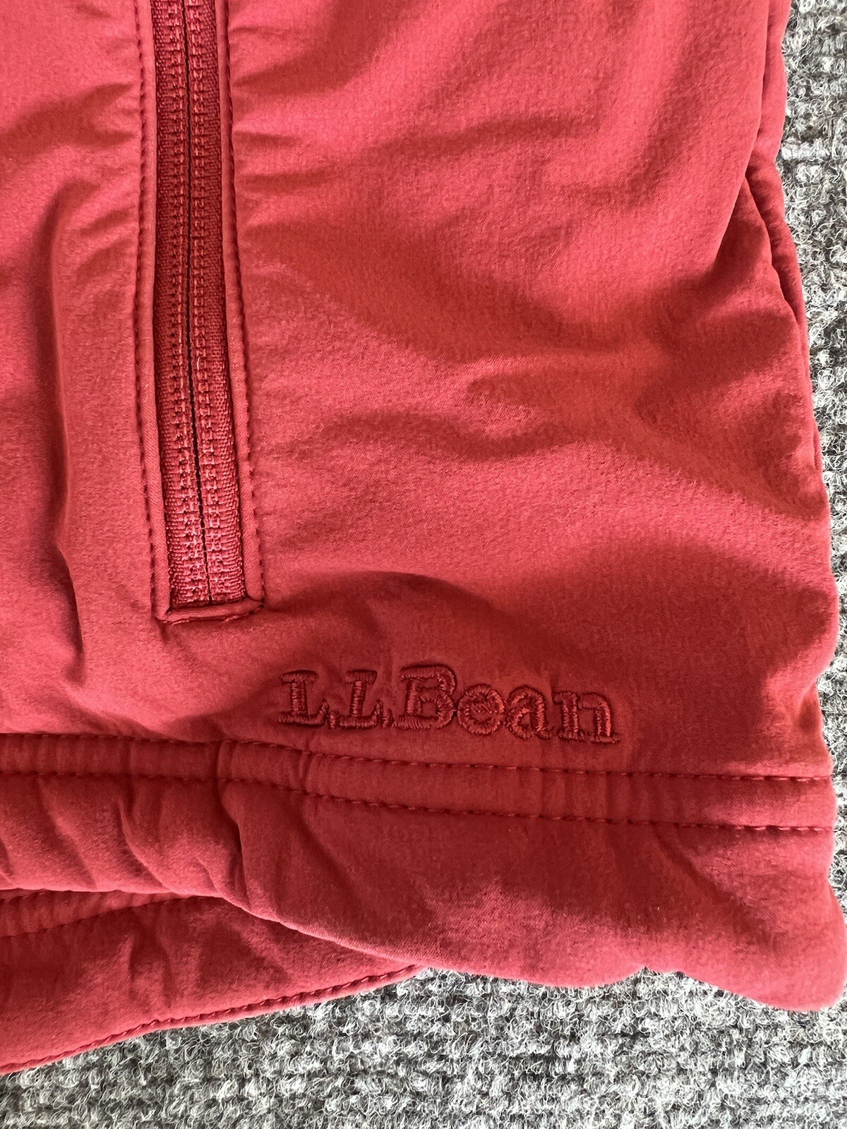 L.L. Bean Vest Red Full Zip Logo Nylon Spandex Outdoors Hiking Mens L