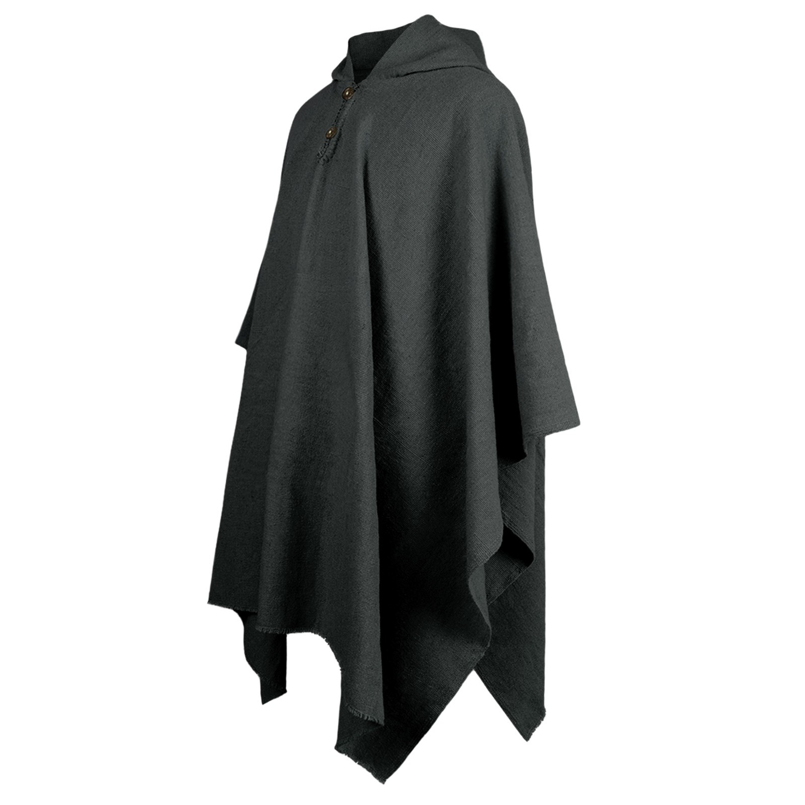 LLAMA WOOL UNISEX | MENS HOODED BLACK PONCHO CAPE CLOAK | ANDES HANDMADE WARM