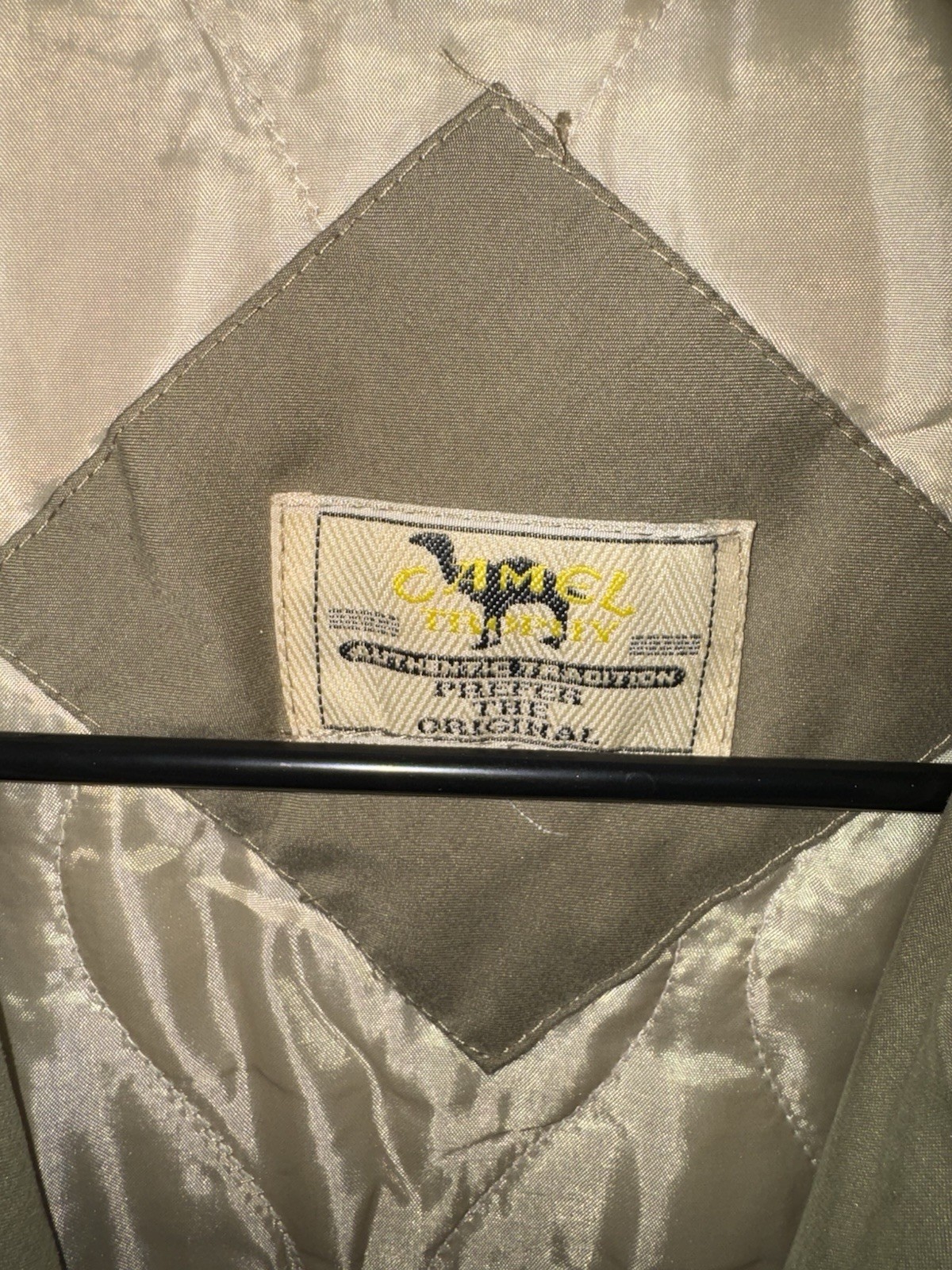 Vintage Camel Trophy Men’s Medium Beige Bomber Jacket Zip Button Spread Collar