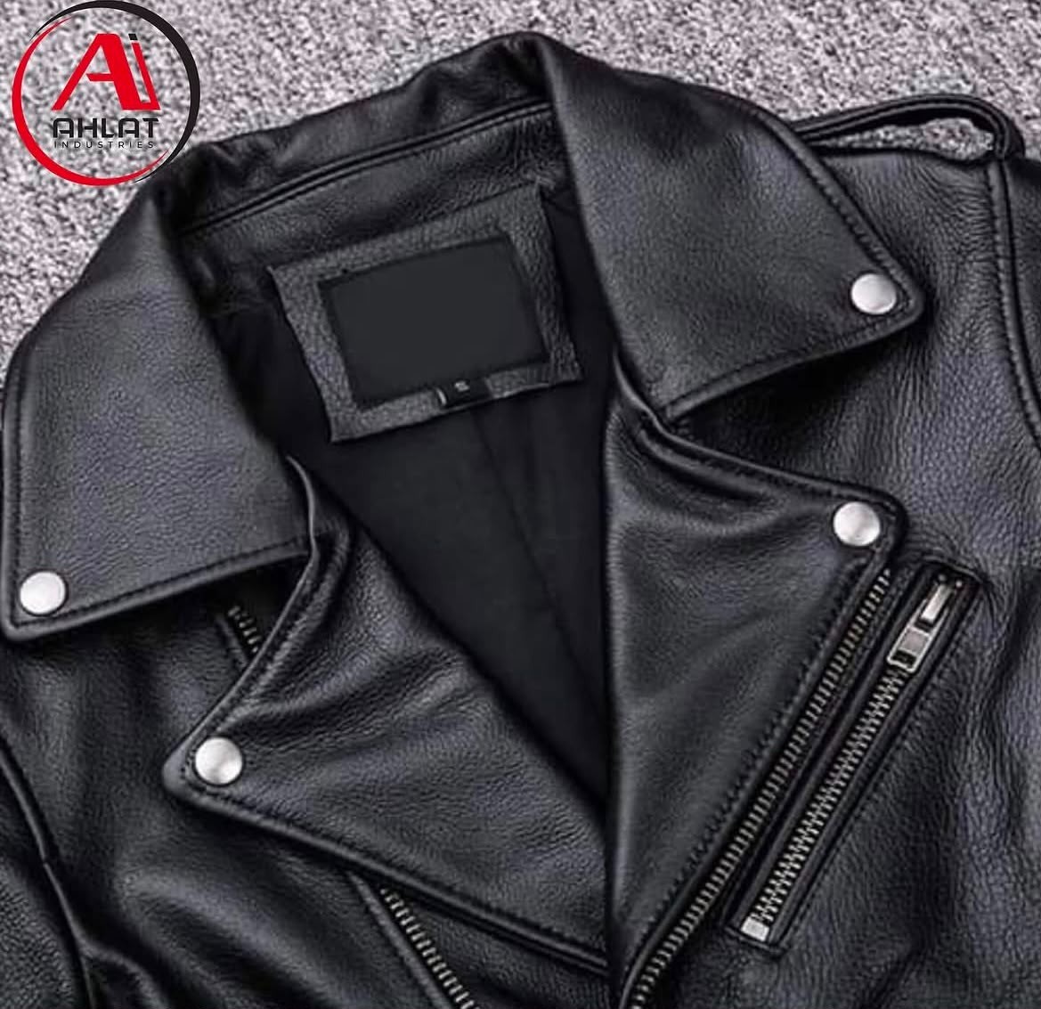 Men’s Leather Biker Jacket Black Motorcycle Moto Belted Asymmetrical Zip
