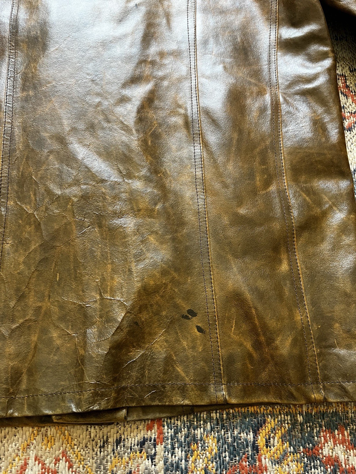 Vera Pelle Men’s Brown Button Jacket Spread Collar Lined Pockets Mid-Length 52