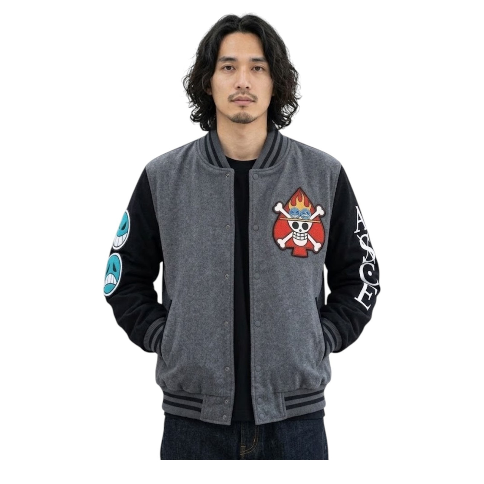 One Piece Anime Varsity Jacket – Spade Pirates & Whitebeard Streetwear – GIFT