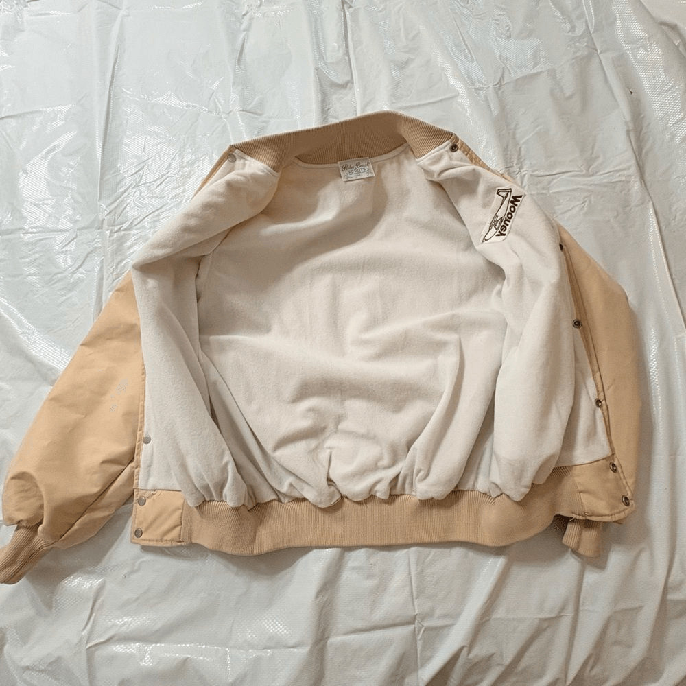 Vintage Mooney Aircraft Jacket Palm Beach Sports Tan Bomber Pilot Aviation Med.