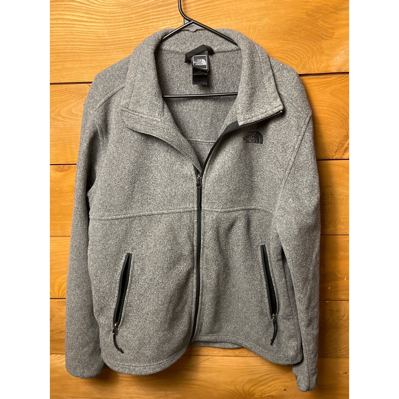 The North Face Fleece Jacket Gray Full Zip Mens Med Zip Pockets Warm Lightweight