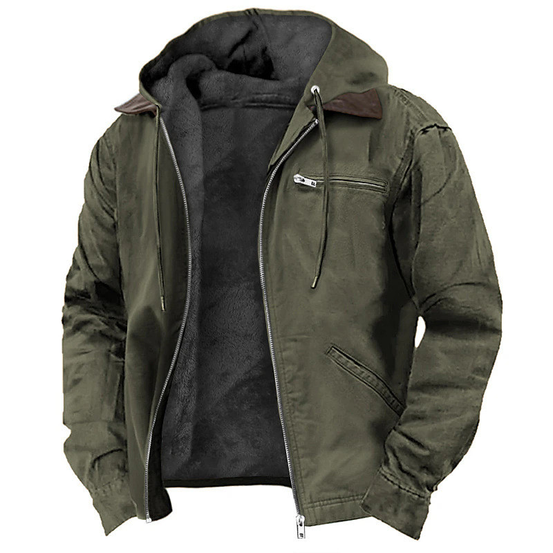 Men’s Warm Padded Hooded Coat Casual Zipper Jacket with Pockets Colorful
