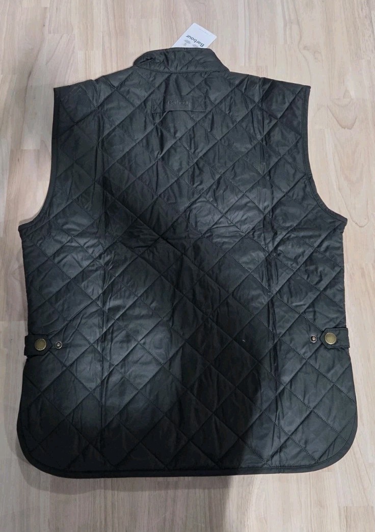 Barbour Men’s Olive Green Lowerdale Quilted Gilet Full Zip Vest Sz Medium