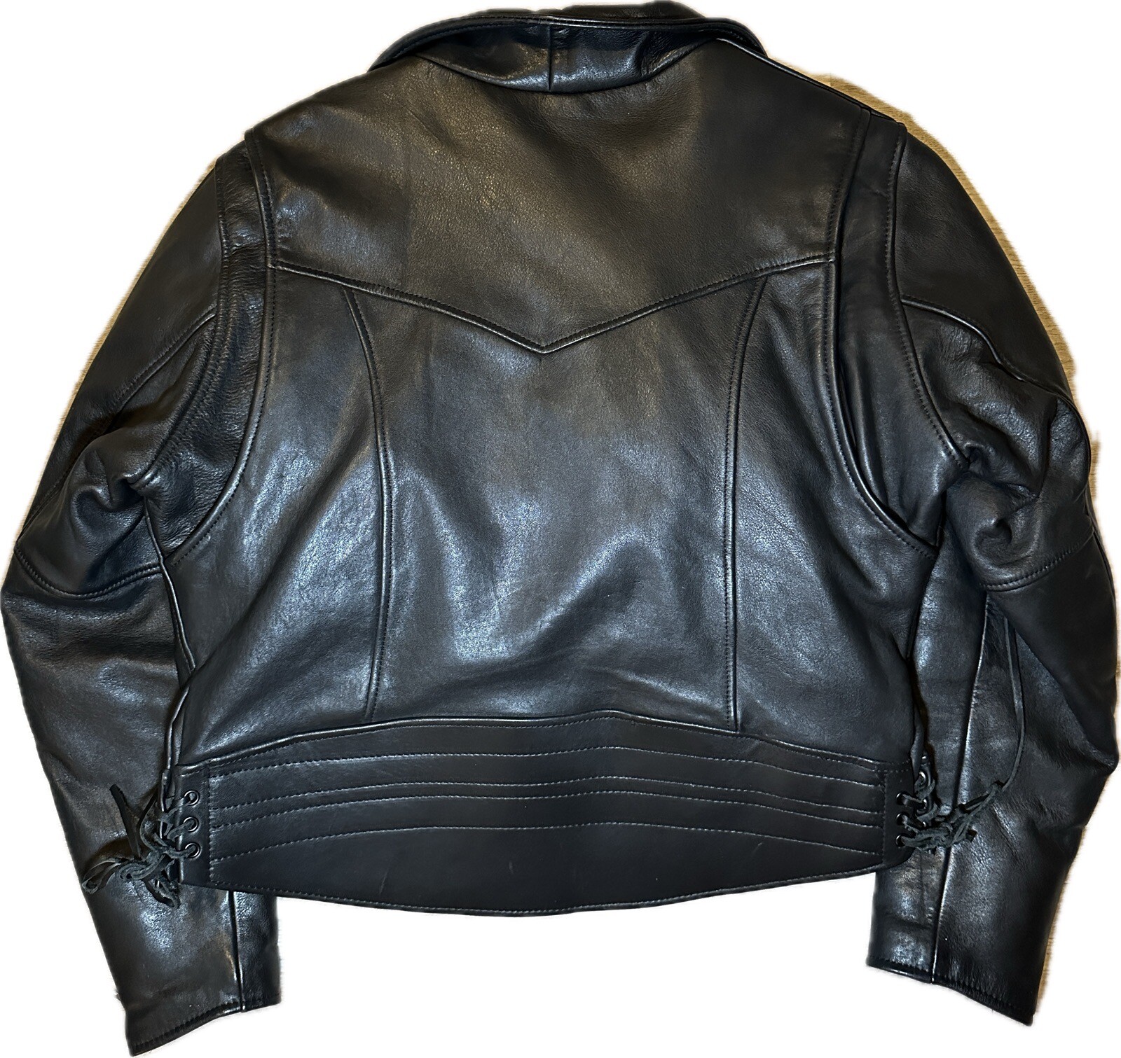 VTG Easyriders Men’s Biker Black Jacket Sz 42/M Lace Up Side Zipper Cuffs Lined