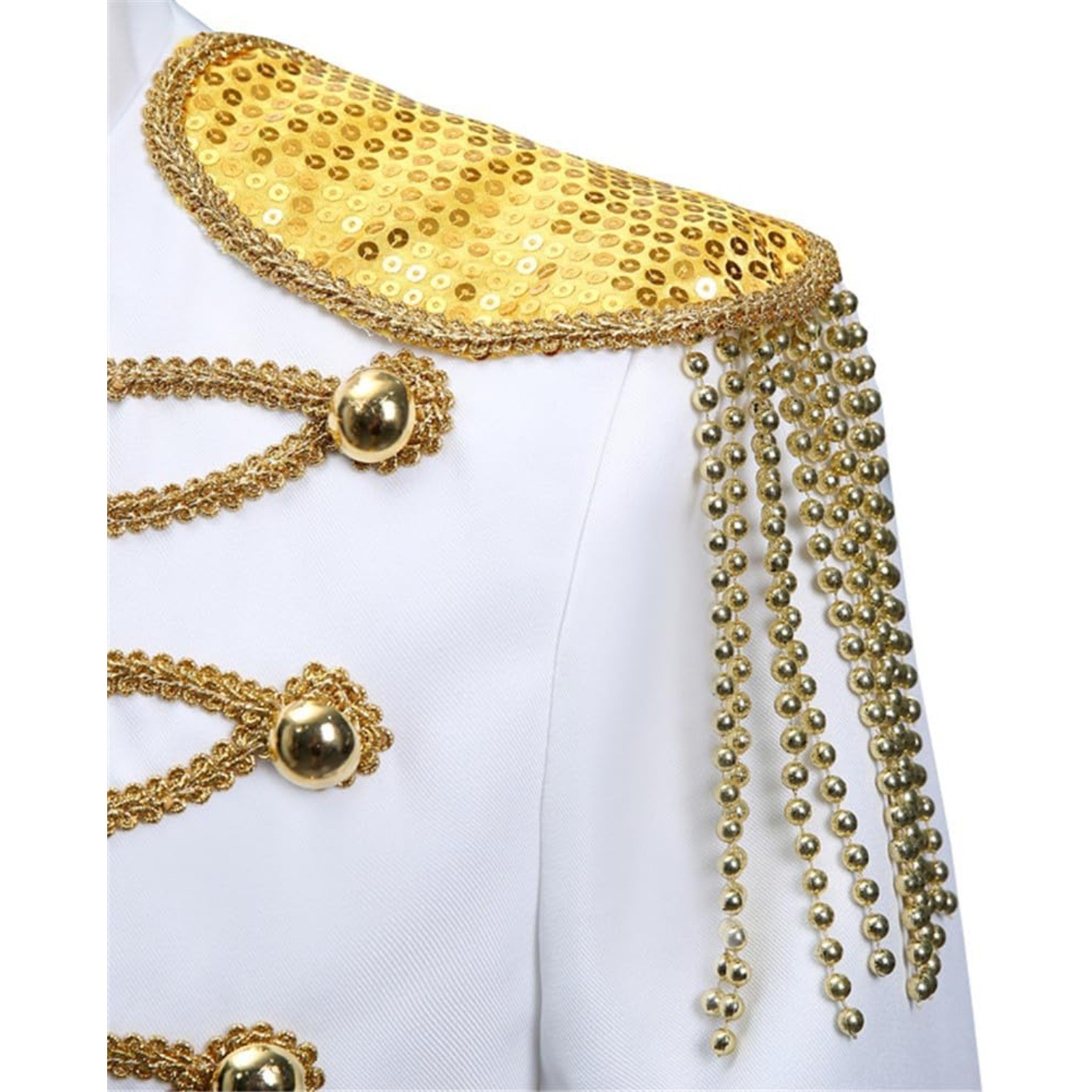 White Steampunk Gothic Blazer Jacket Men Military Marching Band Drummer Costume
