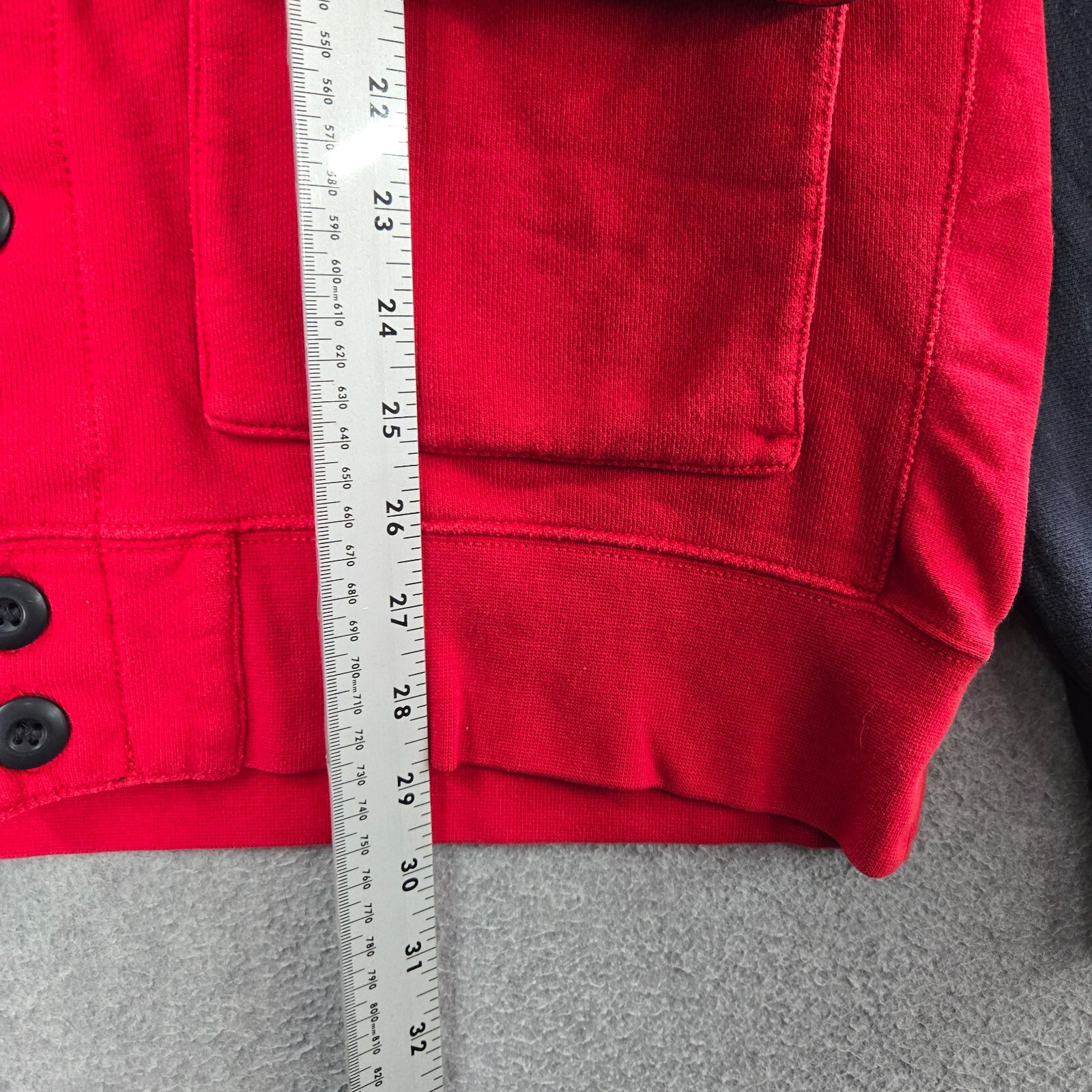 VINTAGE Nike Men Varsity Jacket Large Red Black Button Up Hoodie Drawstring