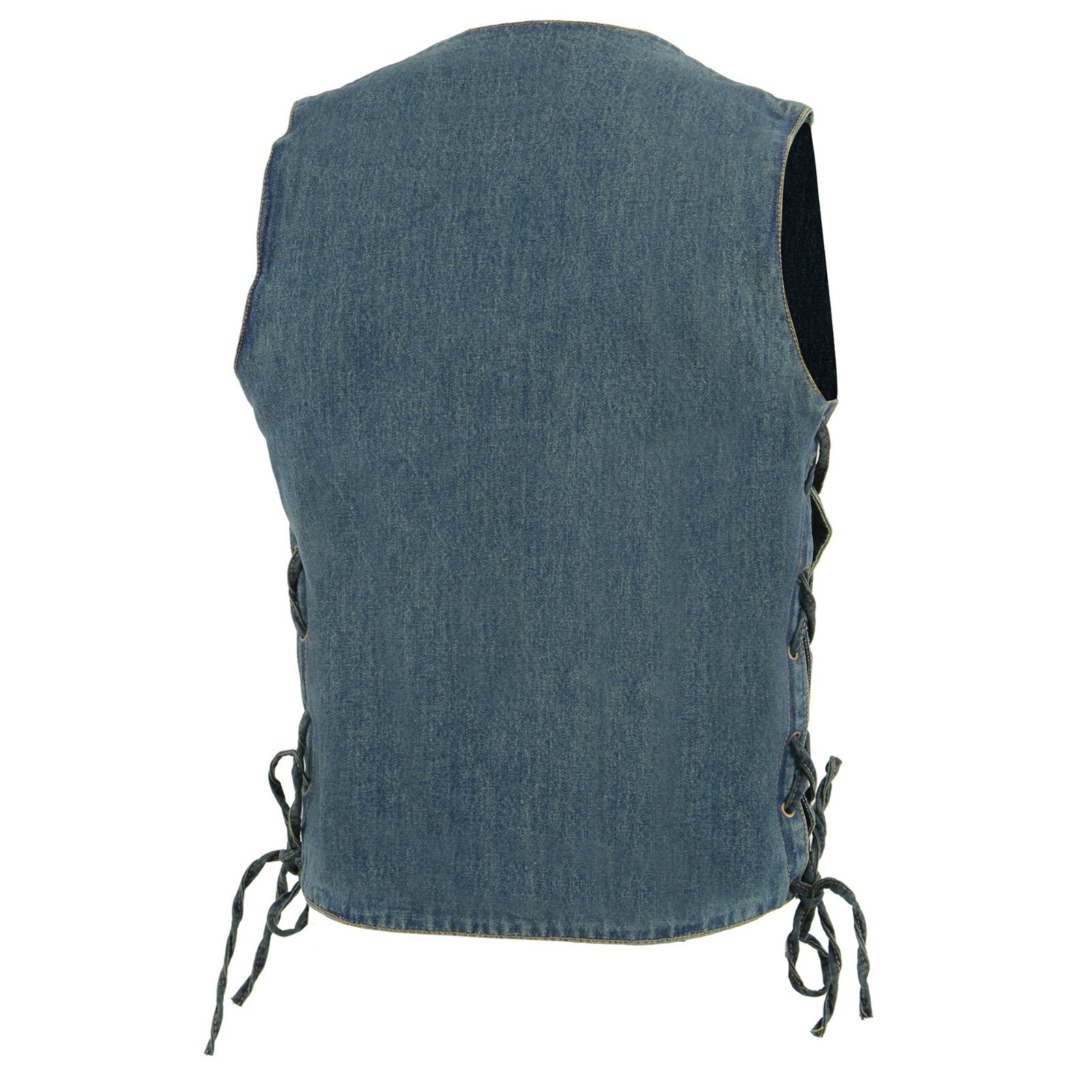Milwaukee Leather DM1989 Men’s Blue Denim 10 Pocket Side Lace Vest