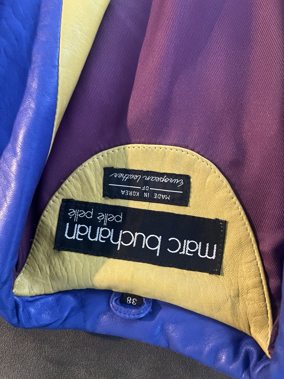 Vintage Marc Buchanan Pelle Pelle Colorblock Leather Blazer Jacket Sz 38