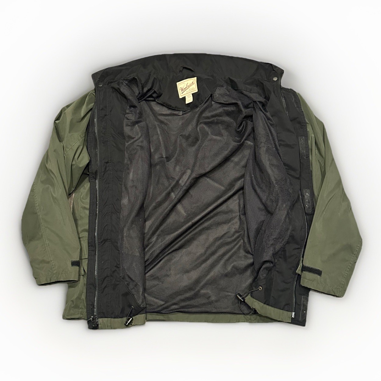 Woolrich Utility Field Rain Jacket Mens XL Green Mesh Lined Lightweight Vintage