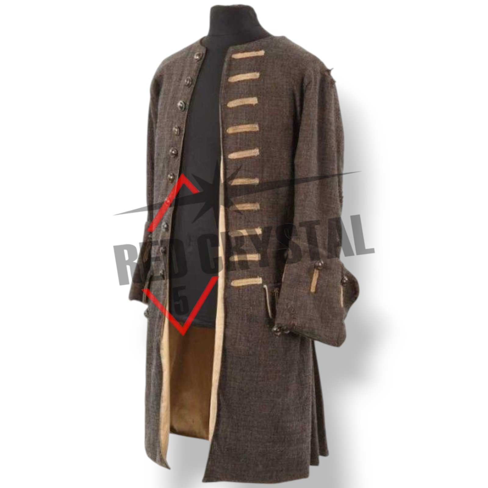 New Brown Men’s Sparrow Pirates Caribbean Wool Long Coat