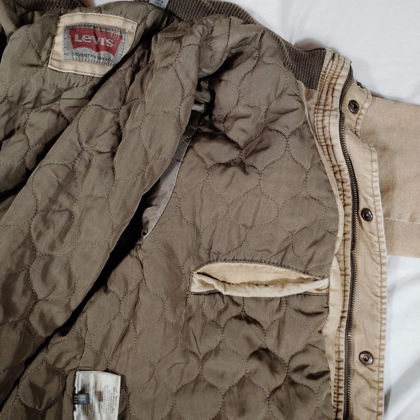 Levis Canvas Jacket Men XL Khaki Quilted Workwear