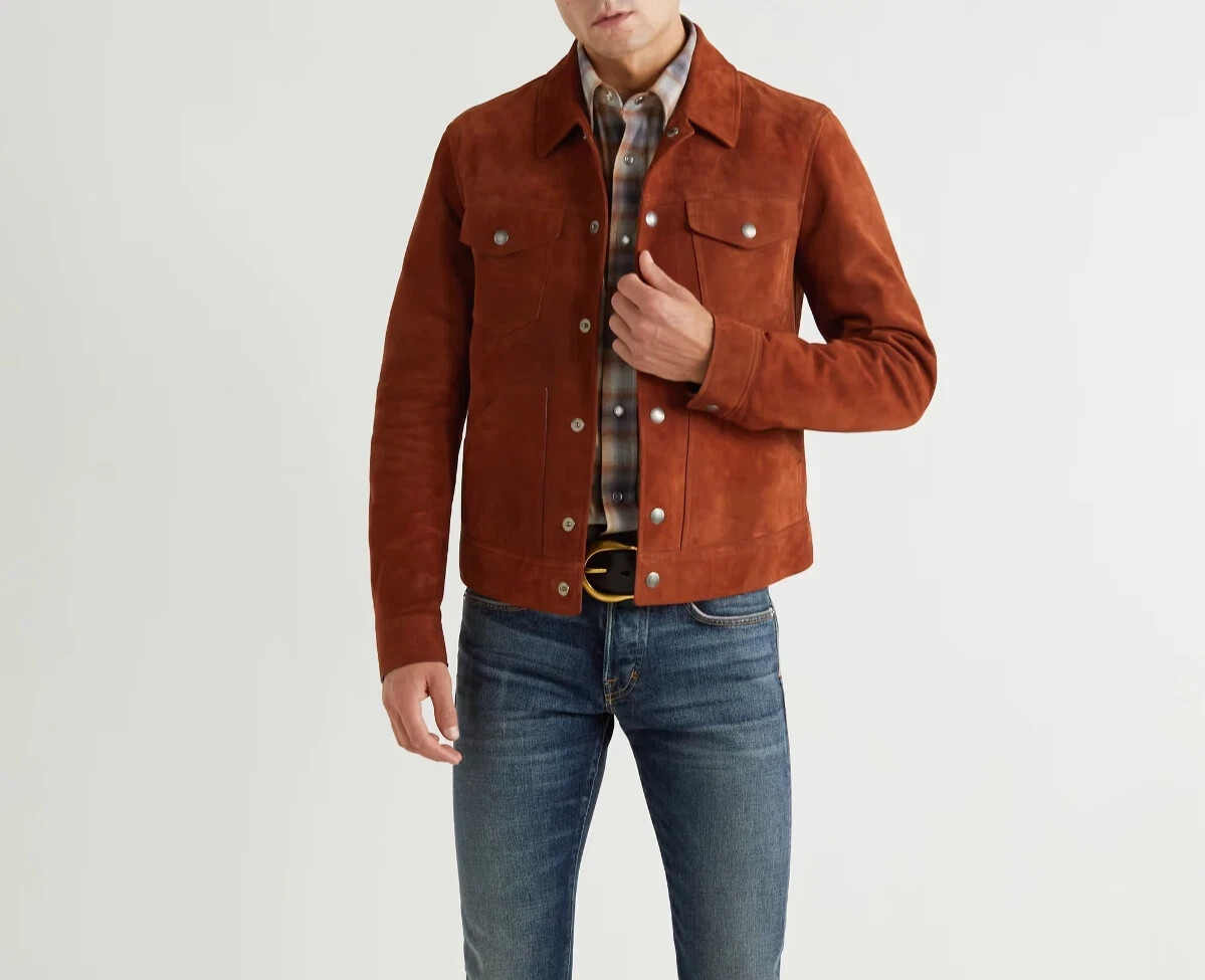 Brown Field Leather Mens Jacket Pure Suede Custom Made Size S M L XXL 3XL 4XL