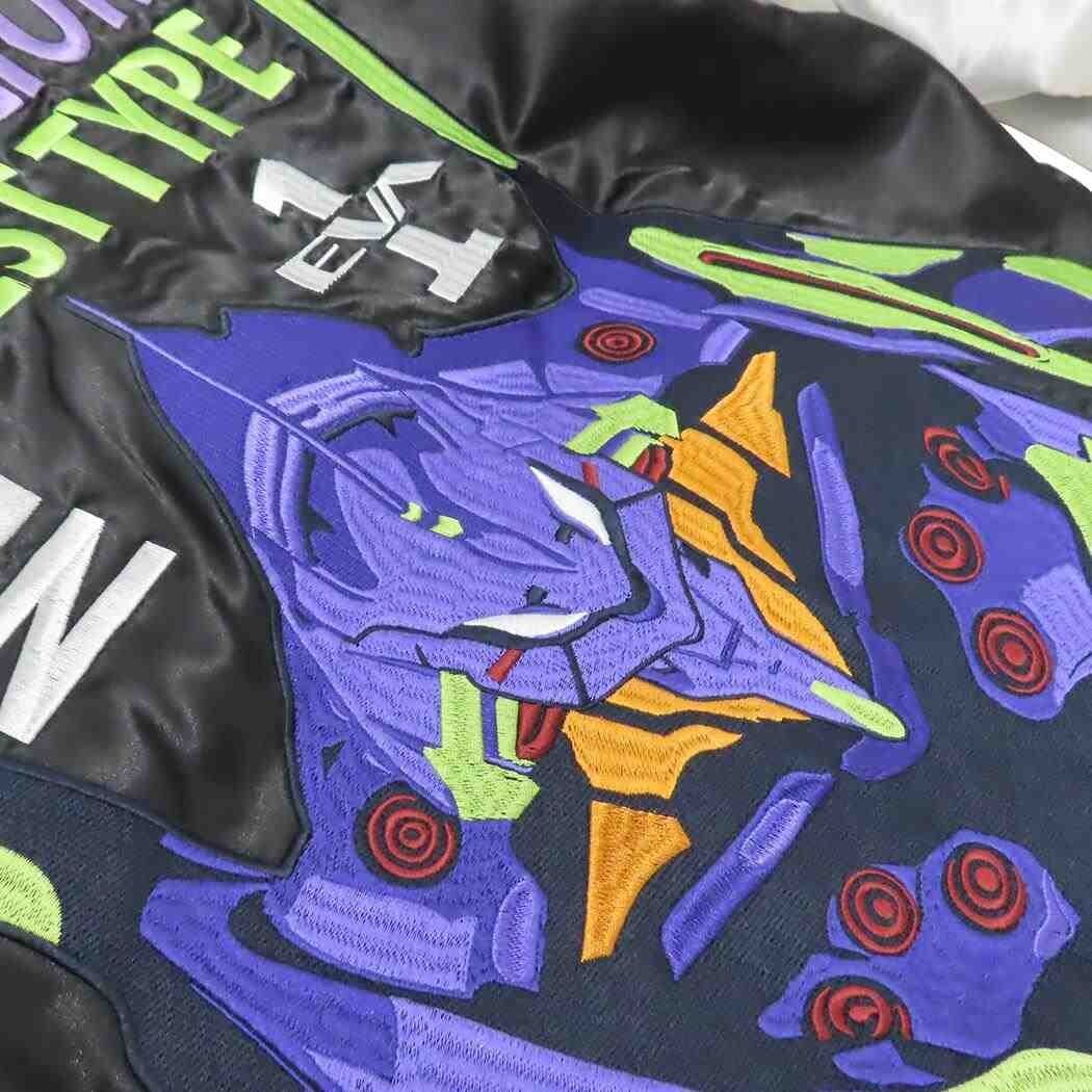 SUKAJAN Evangelion EVA-01 TEST TYPE Black Silver embroidery L size JAPAN NEW
