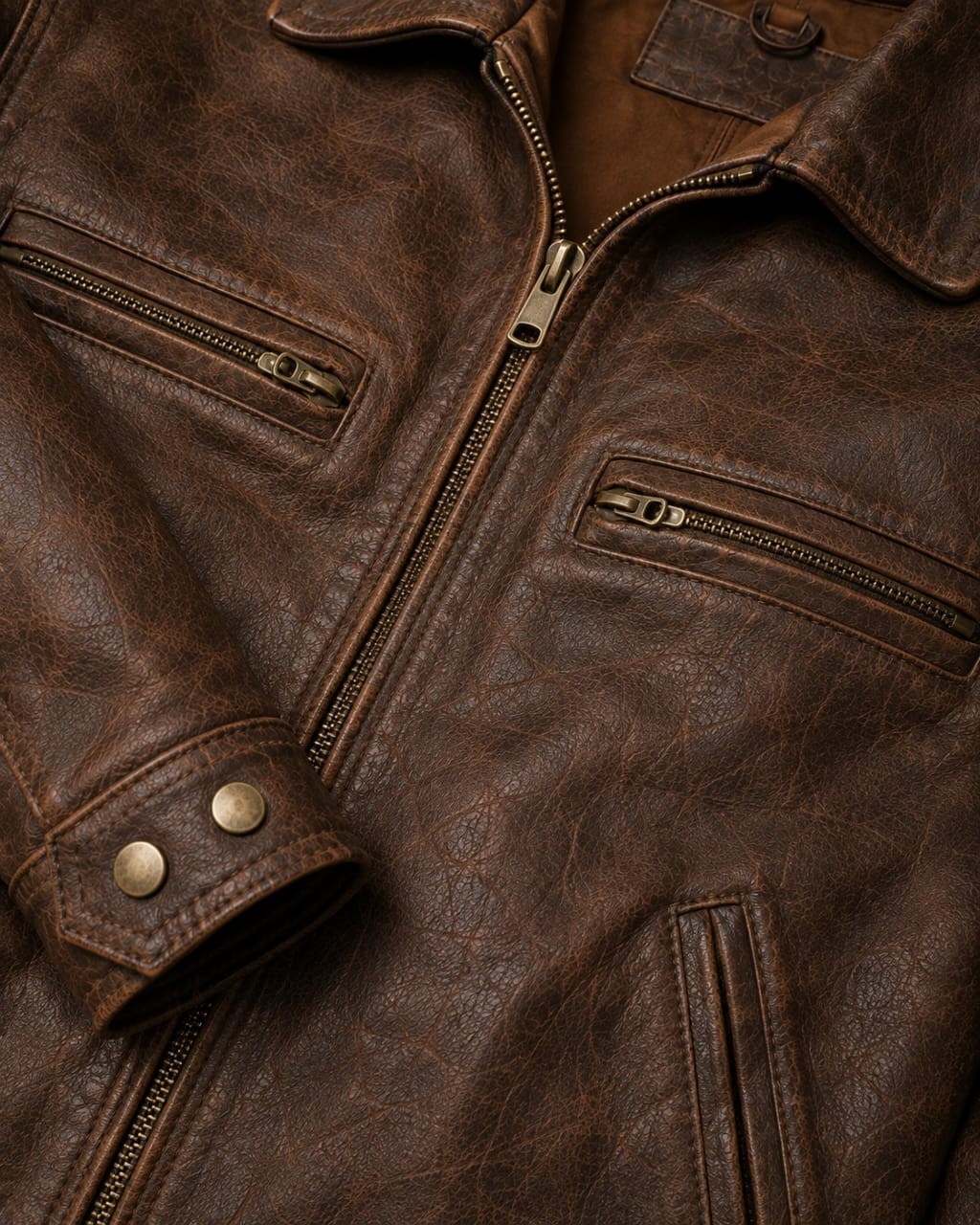 Vintage Brown Leather Jacket – Classic Retro Biker Style