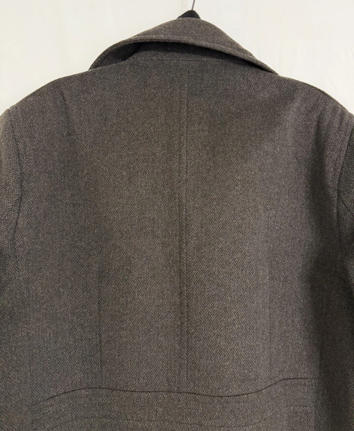 Marc New York Coat Men XL Brown Wool Herringbone Peacoat Double Breasted Lined
