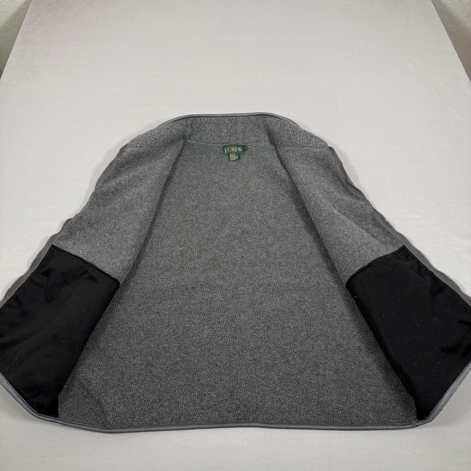 Vintage J Crew Vest Mens Large Gray Oarsman Fleece Deep Pile Zip Up Outdoors 90s