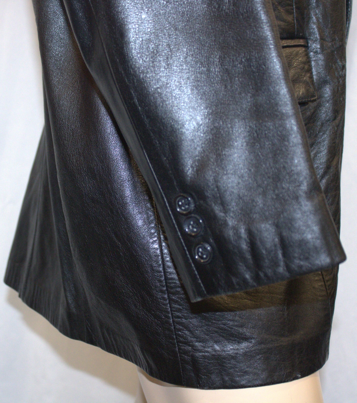 Scully Black Leather Blazer Men’s 46 L Western Yoke Two‑Button Jacket 1990s USA