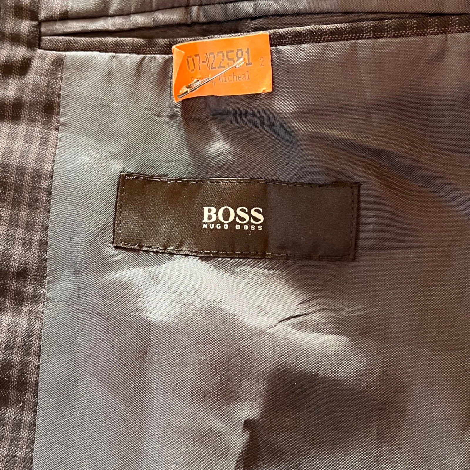 Hugo Boss Mens Gray Checkered Two Button Sport Coat Blazer Jacket