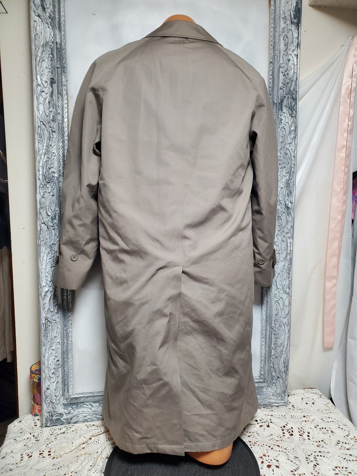 Vtg Men Sz 38S Oleg Cassini Top Trench ALL Season Zip Out Liner Machine Washable