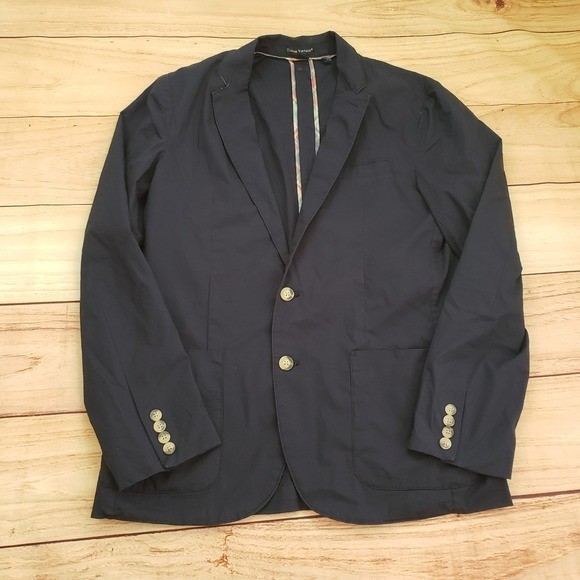 Tailor Vintage Blazer Mens 42R Navy Blue Jacket Two Button Sport Lightweight