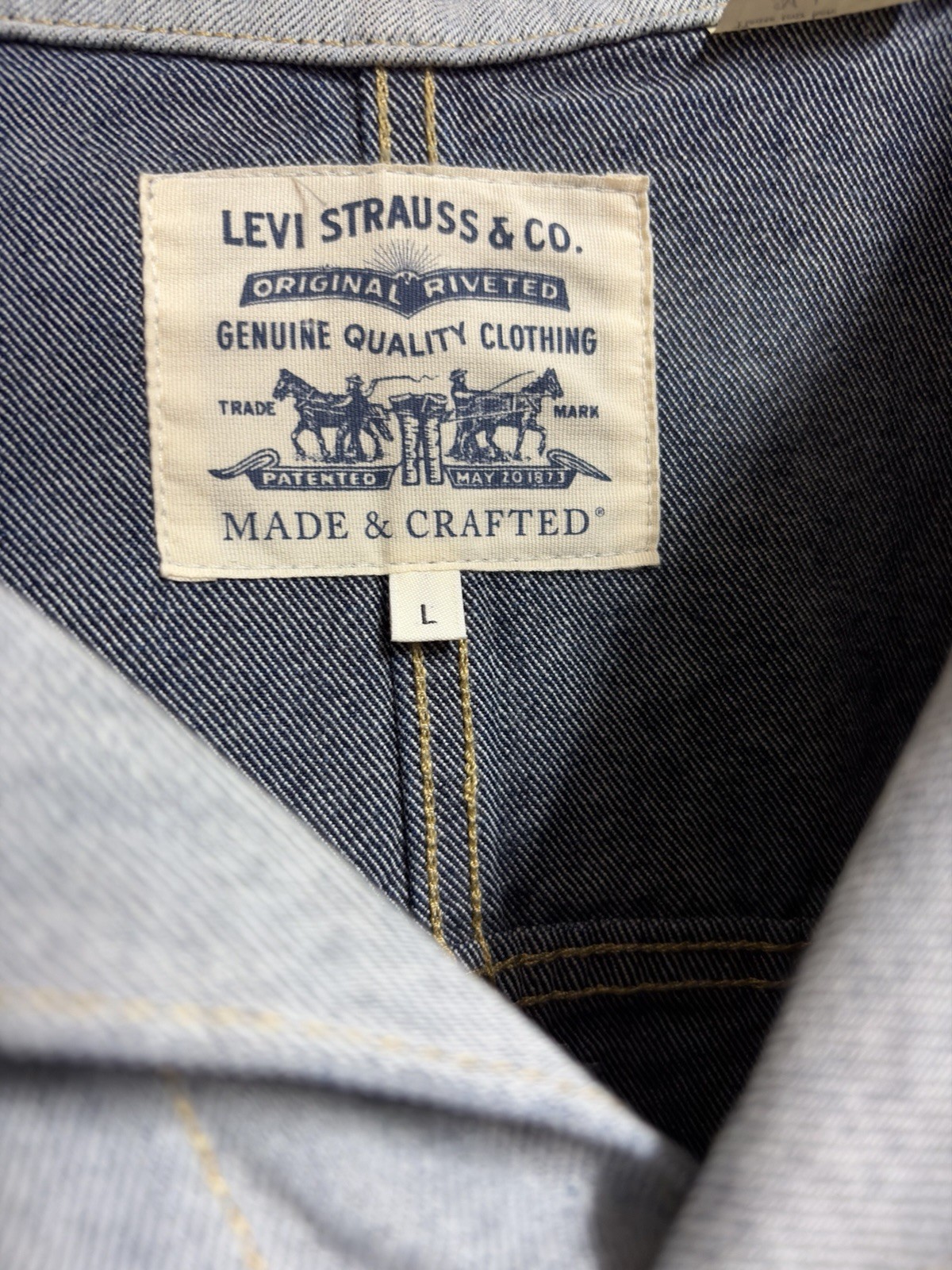 Levis Made & Crafted LMC Mens Denim Jacket Light Blue Type II 2 Trucker Size L