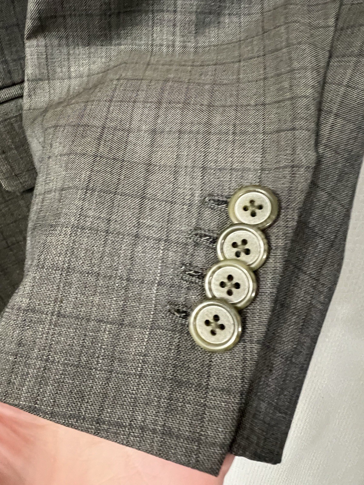 Rajah Custom Made Luxury Design Gray Windowpane Check Wool Blazer Jacket Sz 44 R