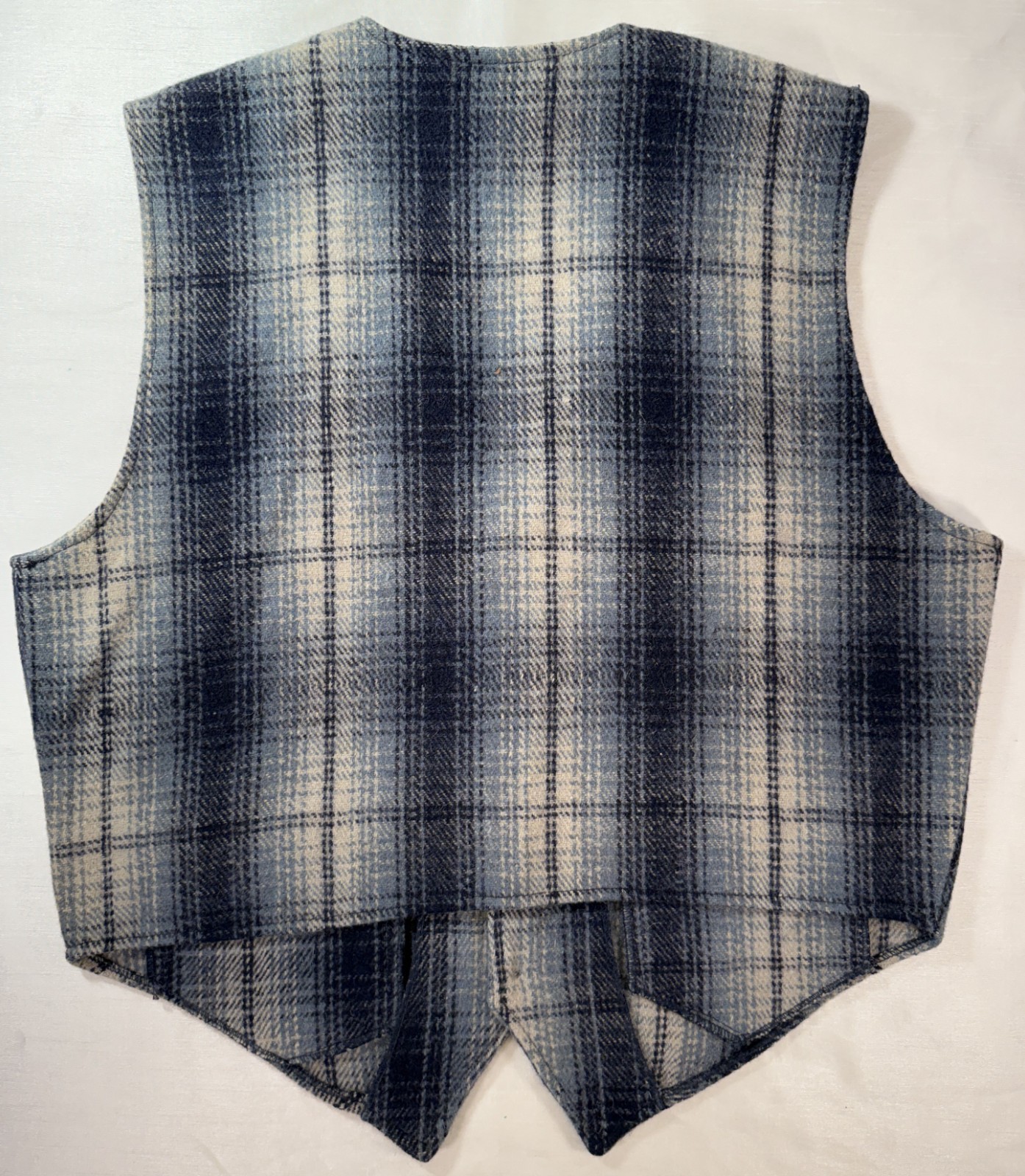 STEFANO MAN WOOL 70% Blue Plaid Four-Button Vest L
