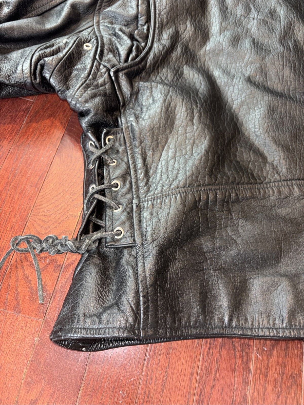 JR Jacket Mens Biker Genuine Leather Motorcycle Lace Up Zipper Details Belted 50