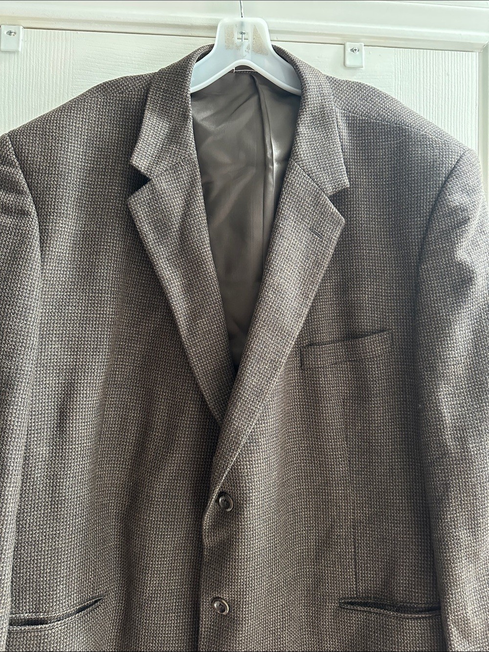 Pronto Uomo Brown Tweed Textured Two-Button Sport Coat Lambswool Mens 52R