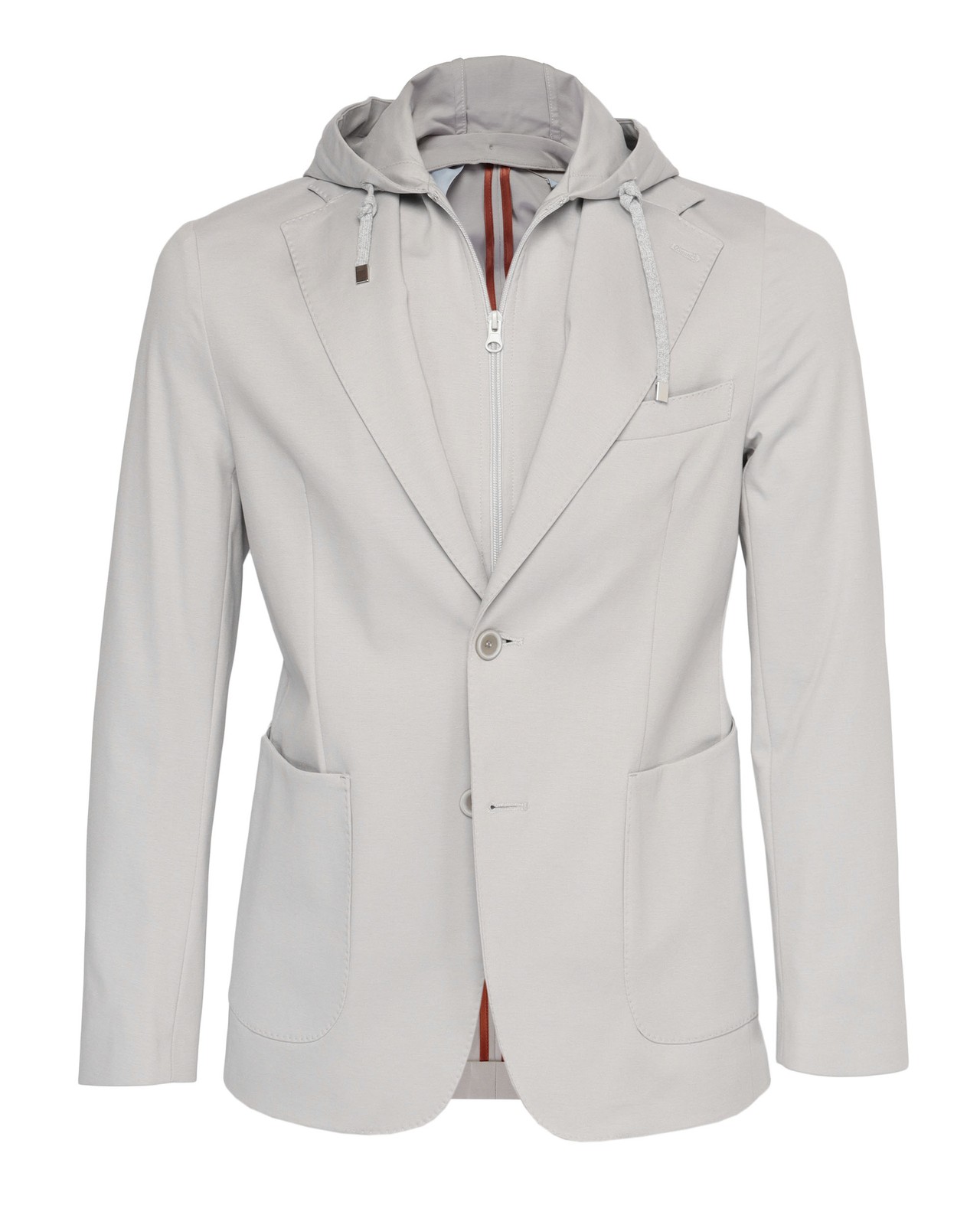 NWT EZZELINO SPORT COAT hooded jacket grey cotton luxury Italy 44 2XS